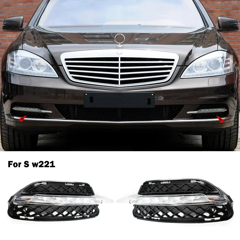 For Mercedes Benz S Class W221 Front Fog Lamp Cover Chrome Trim Lower Grill A2218201756 1856 A2218852723 A2218851722 2218851822