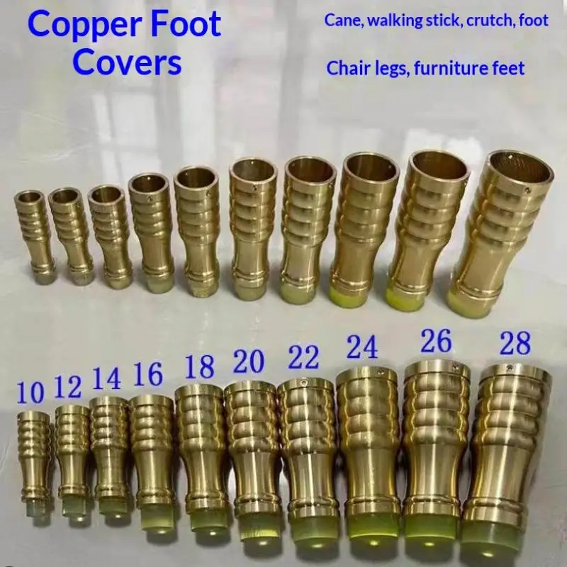 10mm-34mm Brass Rubber Household Accessory High Quality Durable Practical Cane Crutch Tip With Anti-skid Pad For Hiking Pole