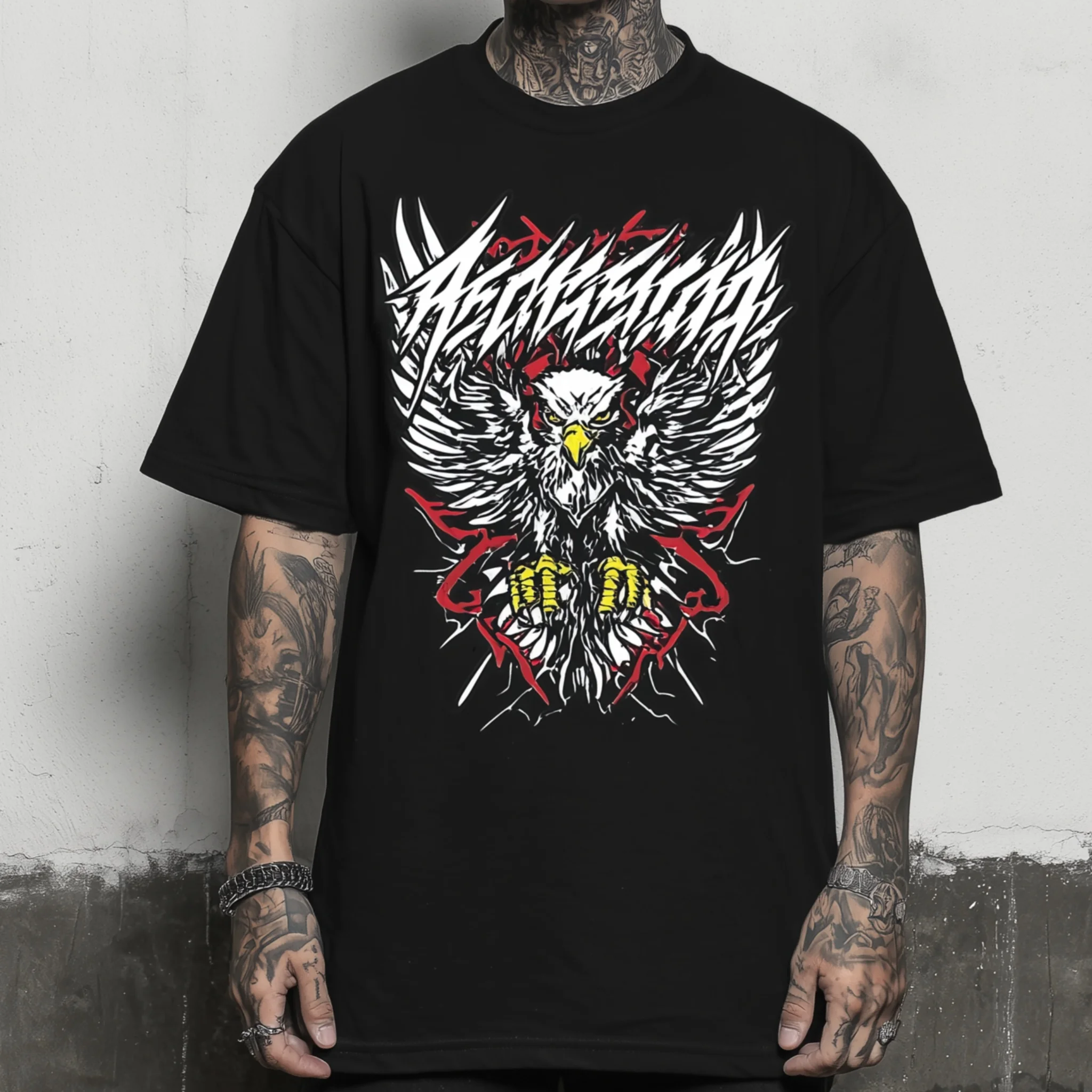

Teevo Men's T-Shirt with Eagle and Abstract Art Print for Casual Wear