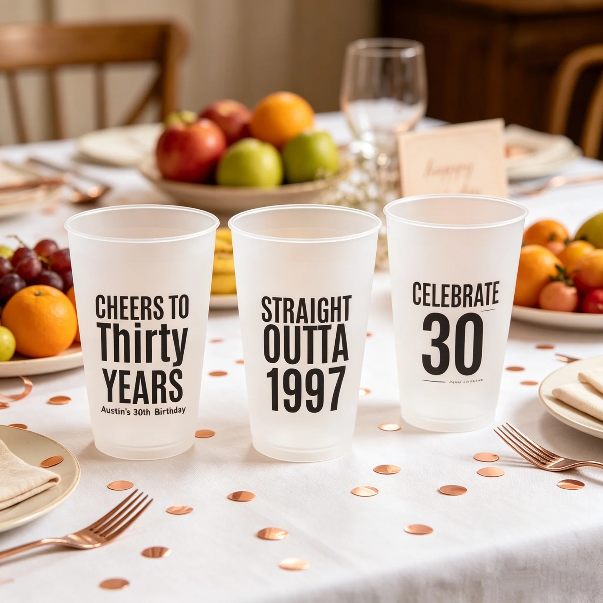 10/50 Custom Frosted Plastic Cups Cheers to 30 Years Straight Outta 1997 Personalized 30th Birthday Party Favors Custom Name Dri