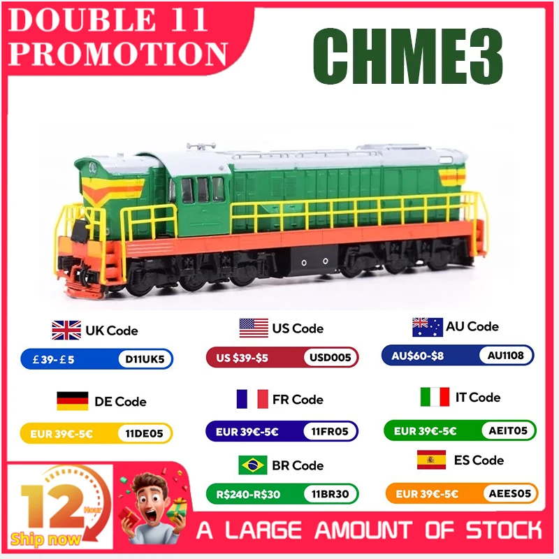 Brand New Soviet Union 2nd Generation CHME3 Diesel Locomotive Die-cast Model 1/87 Russian Train Switcher Plastic Model JLKN002