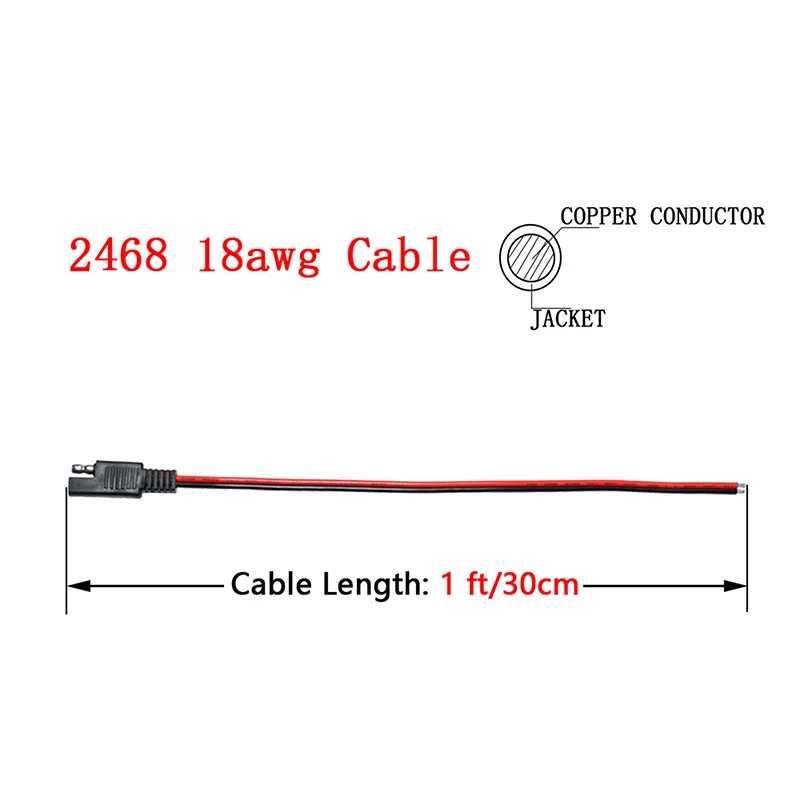 300mm 120w 10A 12 V filo di rame 18AWG connettore di alimentazione SAE rosso prolunga del cavo di alimentazione solare cavo connettore SAE a 2 PIN
