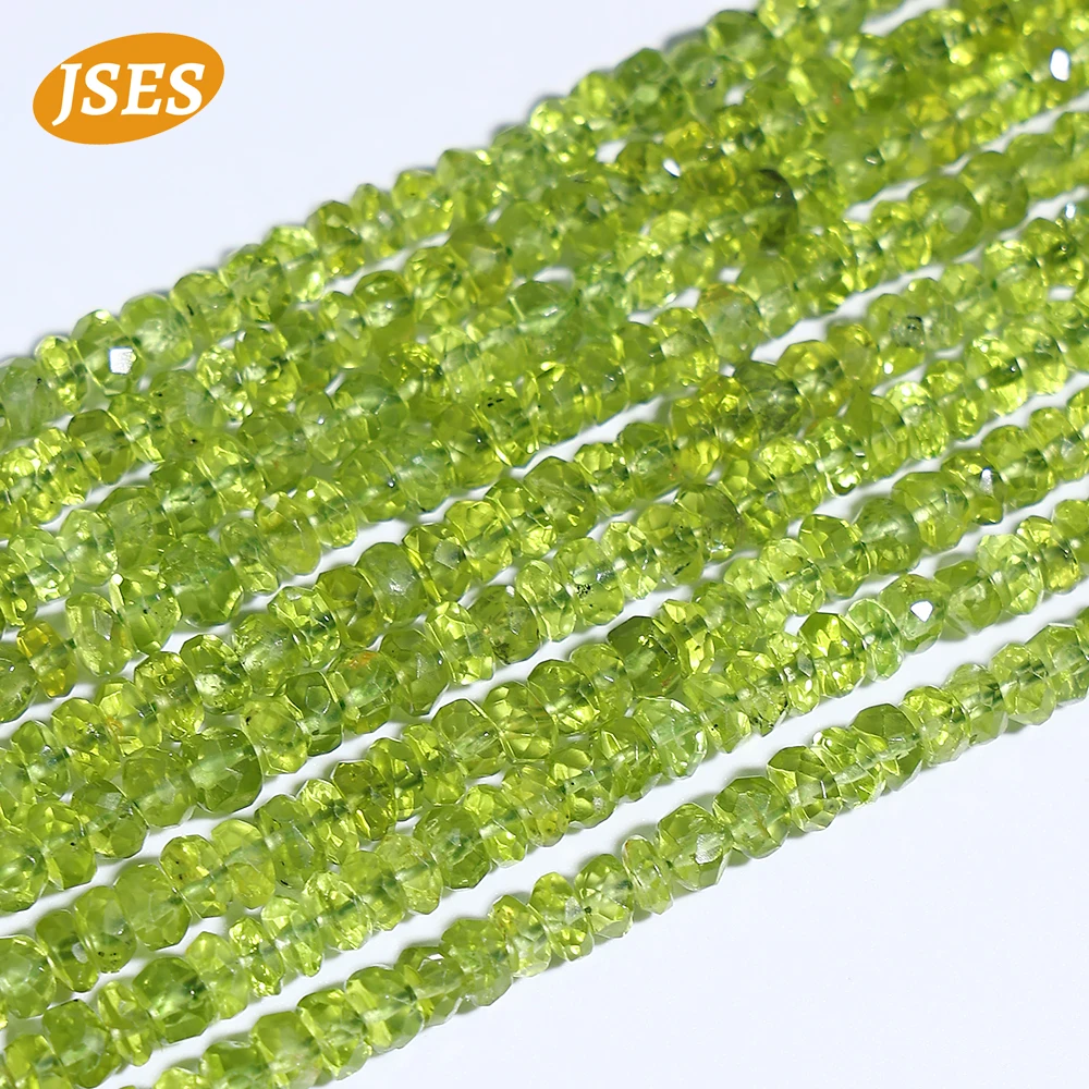 Natural Peridot 4-4.5mm Faceted Rondelle Beads - August Birthstone for DIY Jewelry, Healing Crystal Crafts, Spiritual Gifts