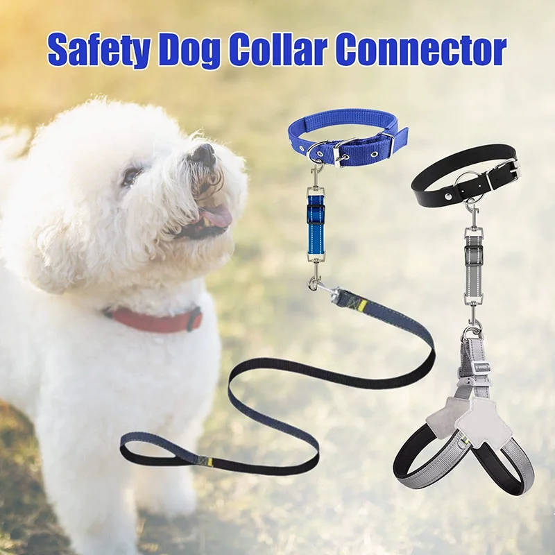 Adjustable Double Hook Reflective Dog Harness Leash Extension Anti-Escape Nylon Rope Pet Car Seat Belt Extender for Safety