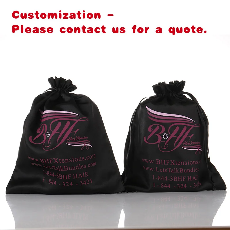 

custom.Custom Black Satin Wig Packaging Bag 30x38cm with Dust Removal