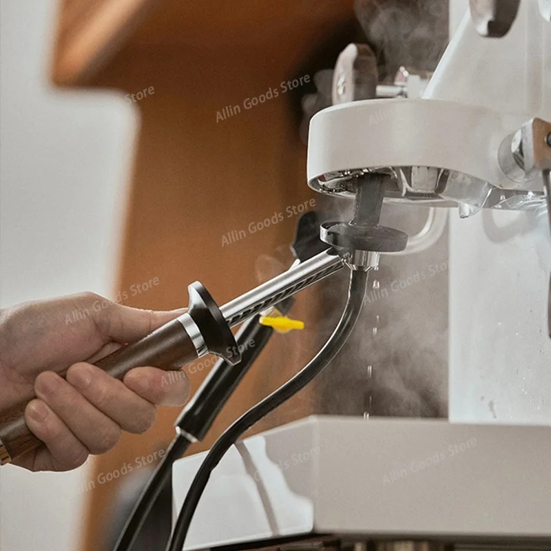 Coffee Machine Steam Cleaning Tool Solid Wood Handle High Pressure Steam Brush Washing Equipment for Cafe & Household Use