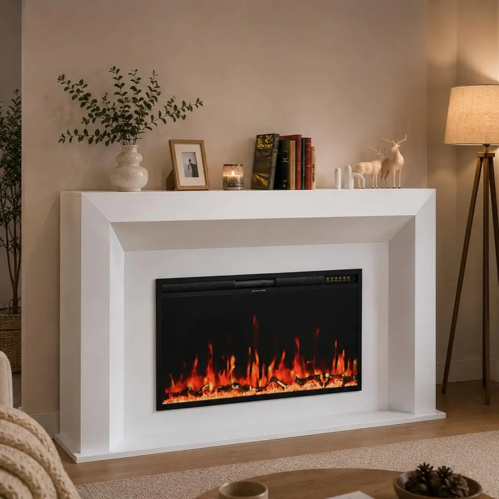 65 inch Electric Fireplace with Mantel, Fireplace TV Stand with 36