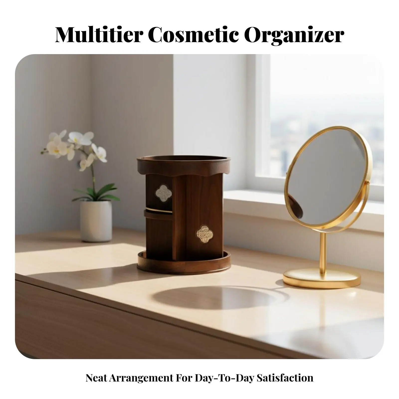 

Tiered Makeup Display Multitier Design Tiered Storage single-unit Space-Saving long-lasting for Office Workers, Bedroom