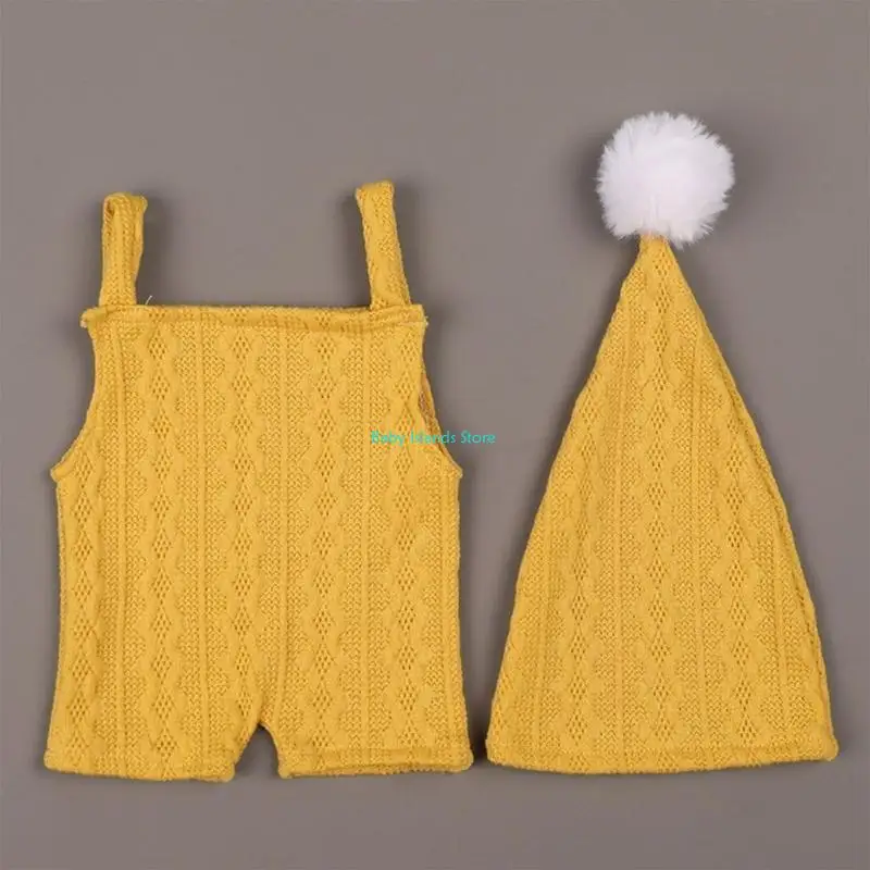 K92D Newborn Costume Hat Photoshoots Romper 0-2Month Baby Photo Posing Props Outfit
