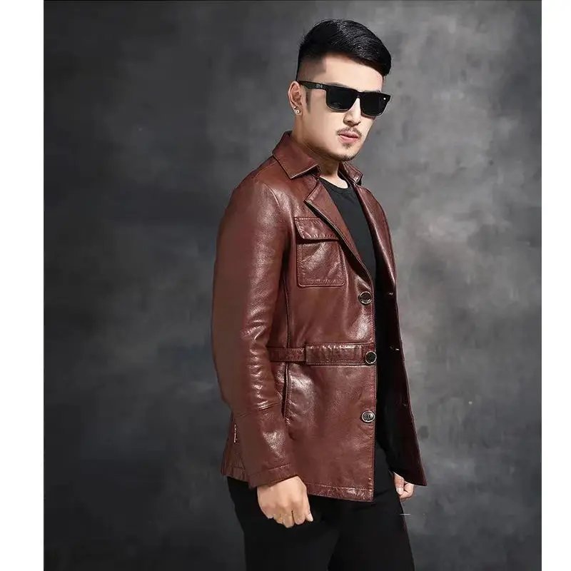 

Hot Sale Collection Faux PU Leather Jacket Spring and Autumn Motorcycle Thickened Leather Coat Men Street Fashion Jackets L66