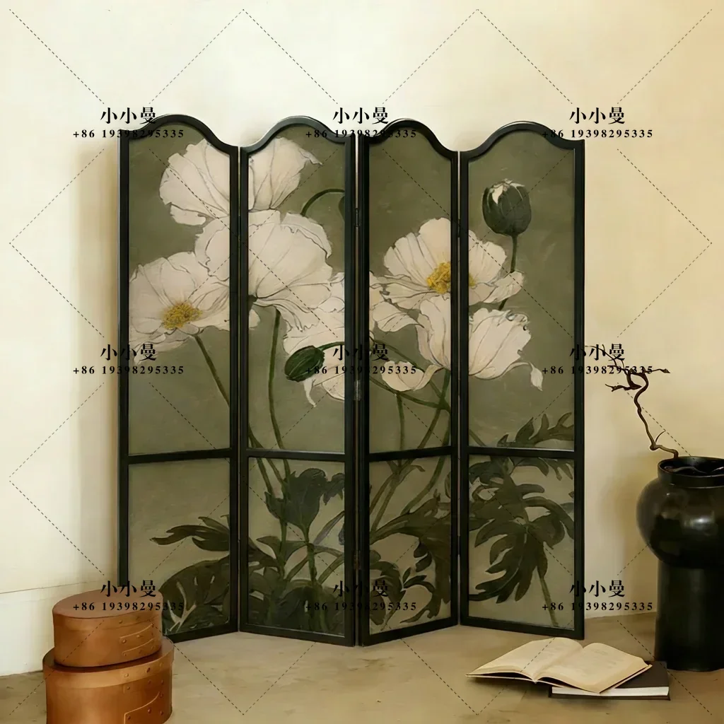 Simple new Nanyang retro solid wood folding screen removable screen