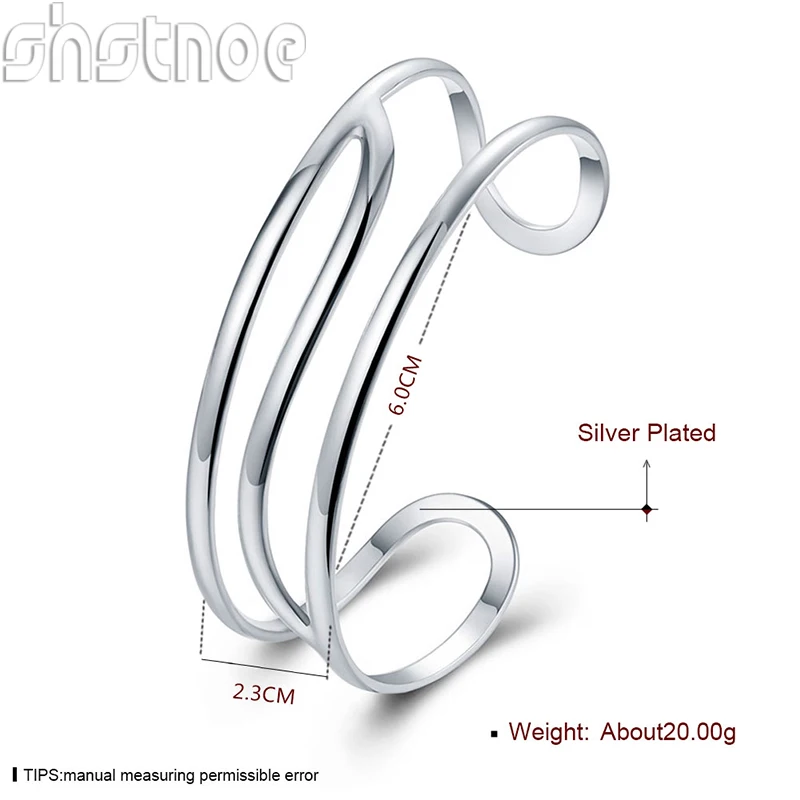 Simple Popular 925 Sterling Silver Three Line Bangle Women Fashion Charm Jewelry Accessories Men Birthday Christmas Party Gift