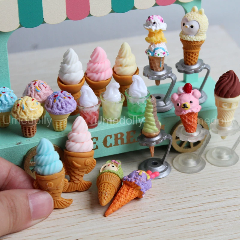 Bonita casa de muñecas en miniatura a escala 1/6, modelo de helado, simulación de comida para muñecas BJD, accesorios de juguete de cocina