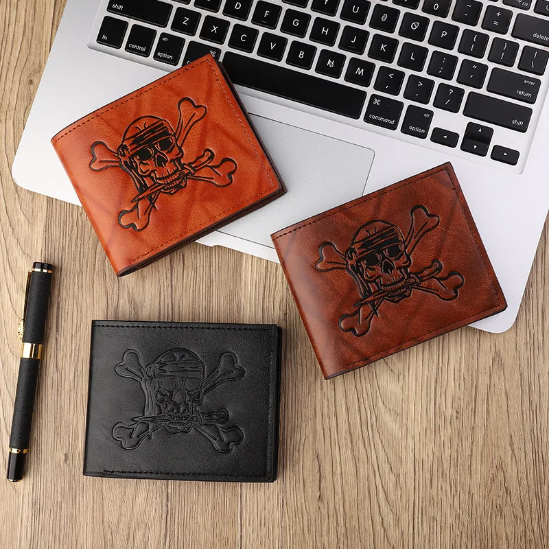 Dompet kecil laris dompet koin pria trendi tengkorak Retro dengan tas kartu dompet kartu kredit cartera hombre hadiah untuk pria tas uang