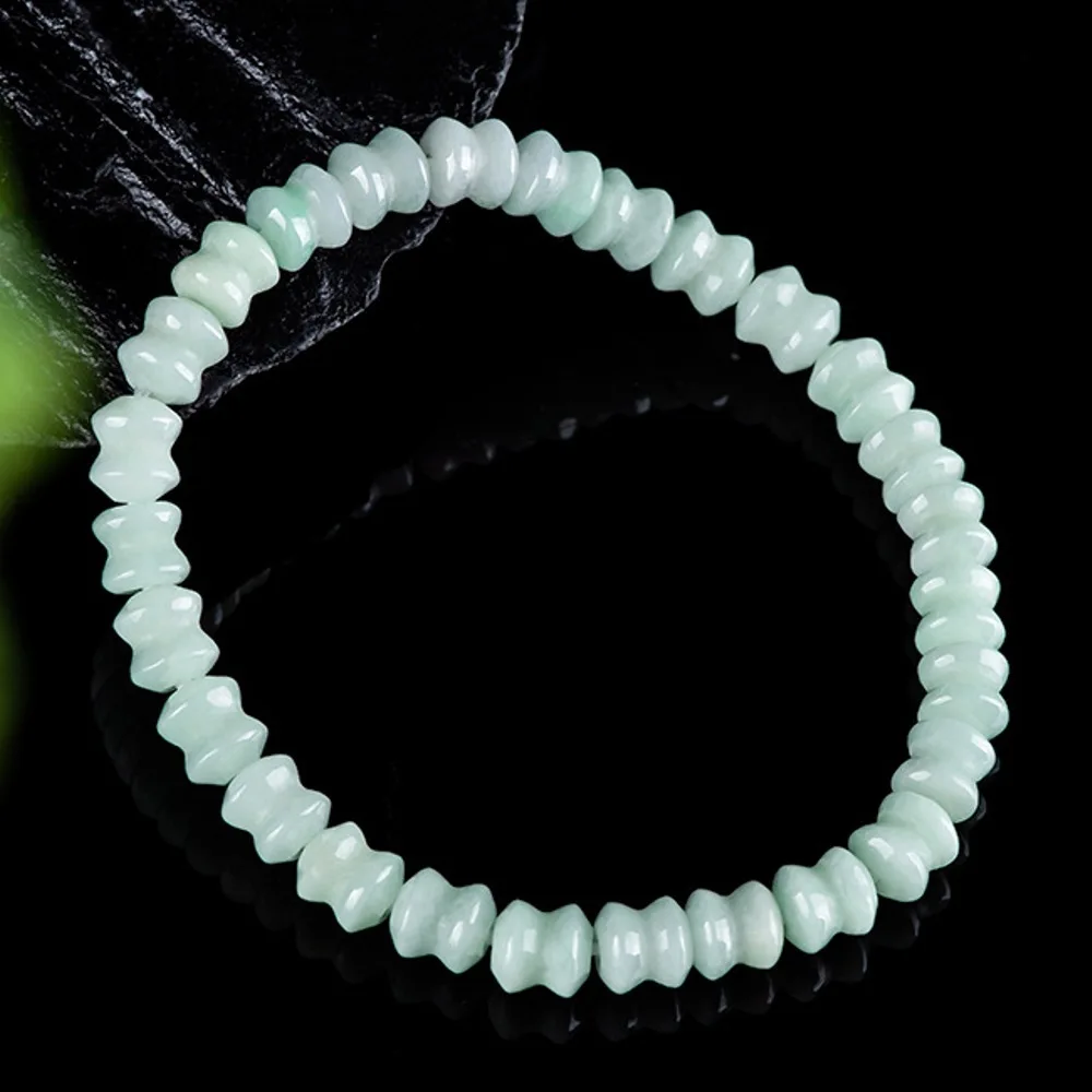 

Natural Grade A Jade Jadeite Women Gift Lucky Bamboo Beaded Bracelet