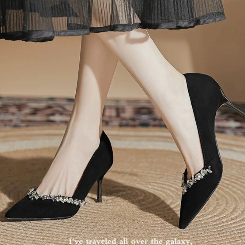 

НОВИНКА 2024, женские элегантные туфли на высоком каблуке с острым носком, свадебные туфли, модные модные женские туфли Обувь