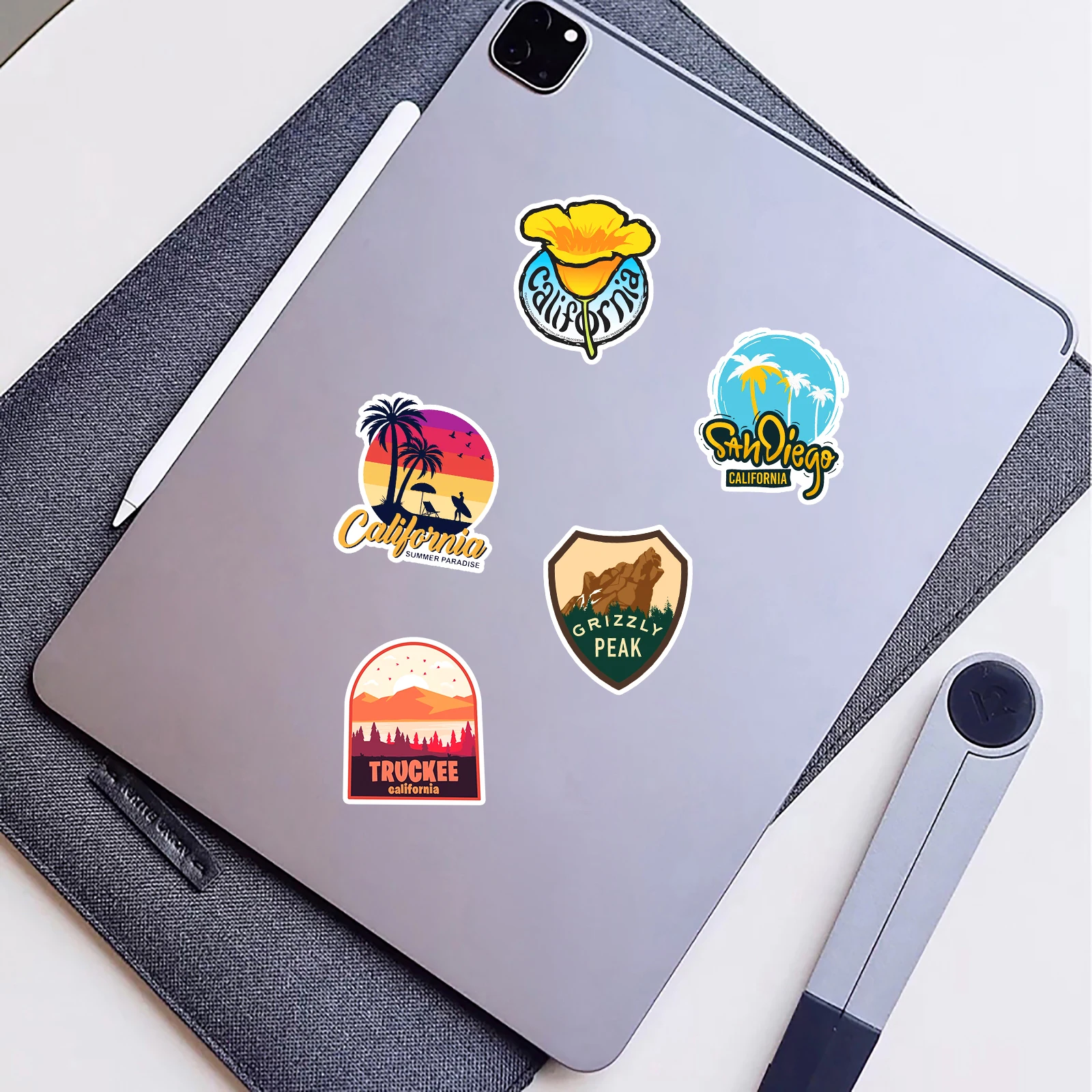 50Pcs California City Series Cartoon Cute Waterproof Sticker Skateboarding Snowboard Retro Vinyl Sticker