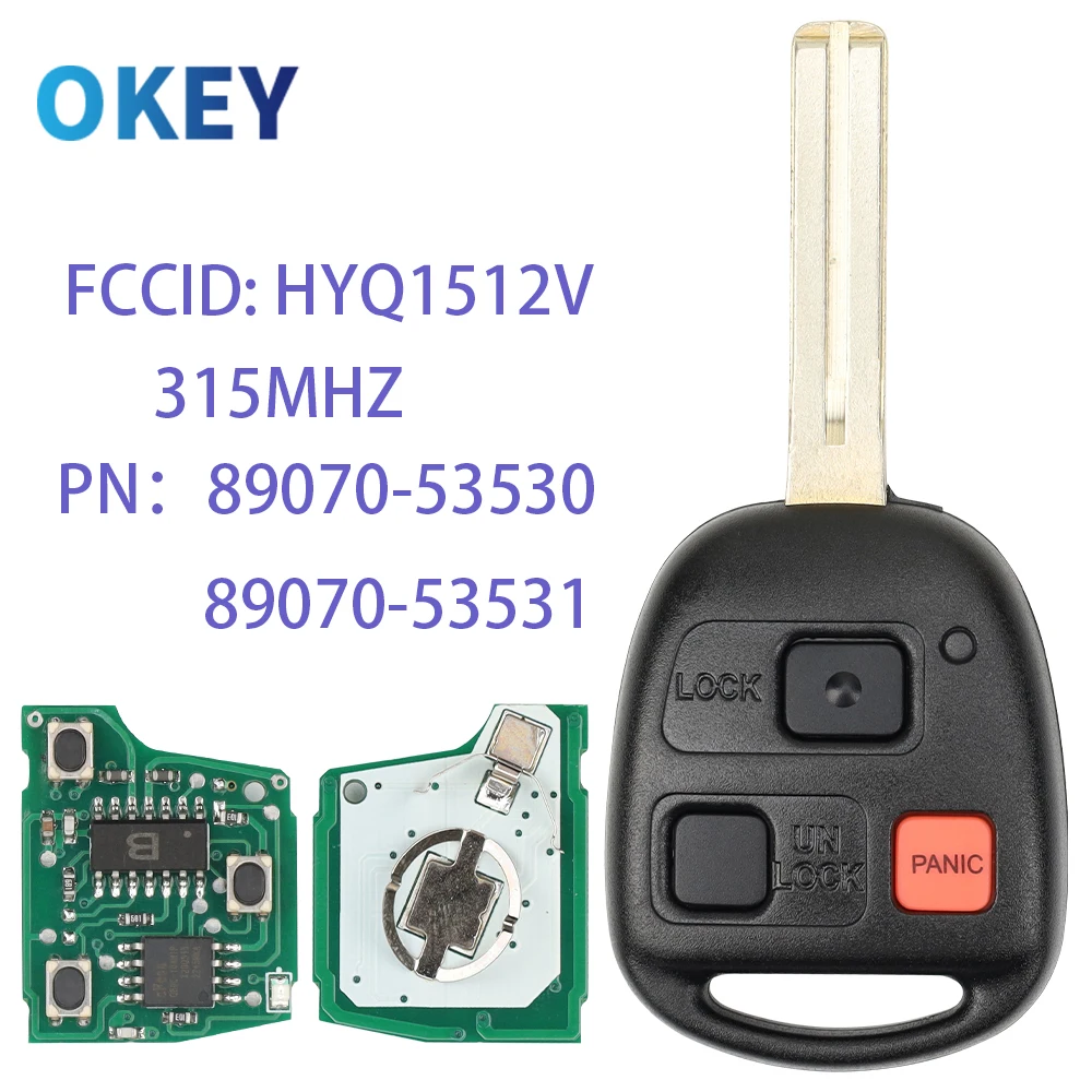 Okey Remote Car Key FOB HYQ1512V 315Mhz 4C/4D68 Chip Short Blade For Lexus IS300 GS300 GS430 GX470 LX470 ES300 SC300 SC400 GS400