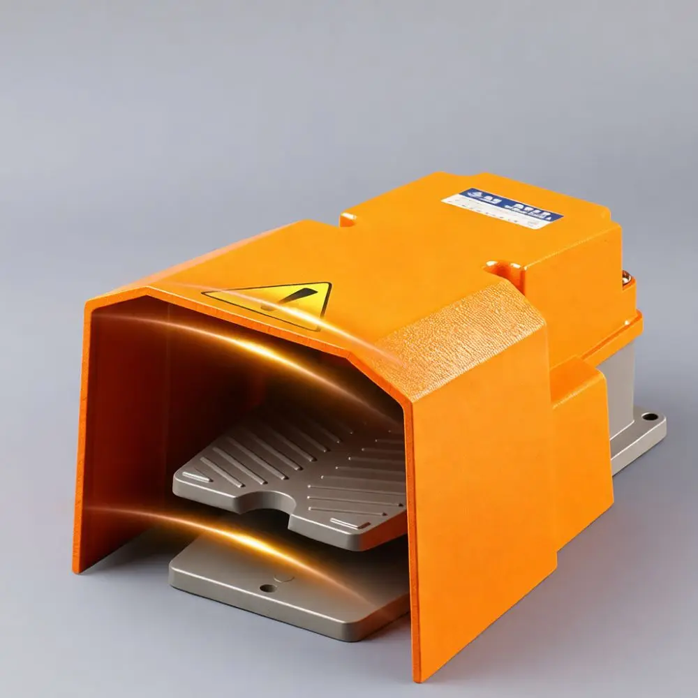 TFS 201 Dual Foot Pedal Switch Industrial Aluminum Housing Control Machine Tool Press Equipment Durable Electric Pedal