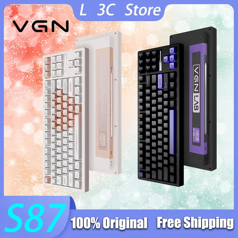 VGN S87 Mechanical Keyboard Tri-mode Wireless Bluetooth 8000mAh Hot Swap RGB Gaming Keyboard Ergonomics PC Laptop Office Custom