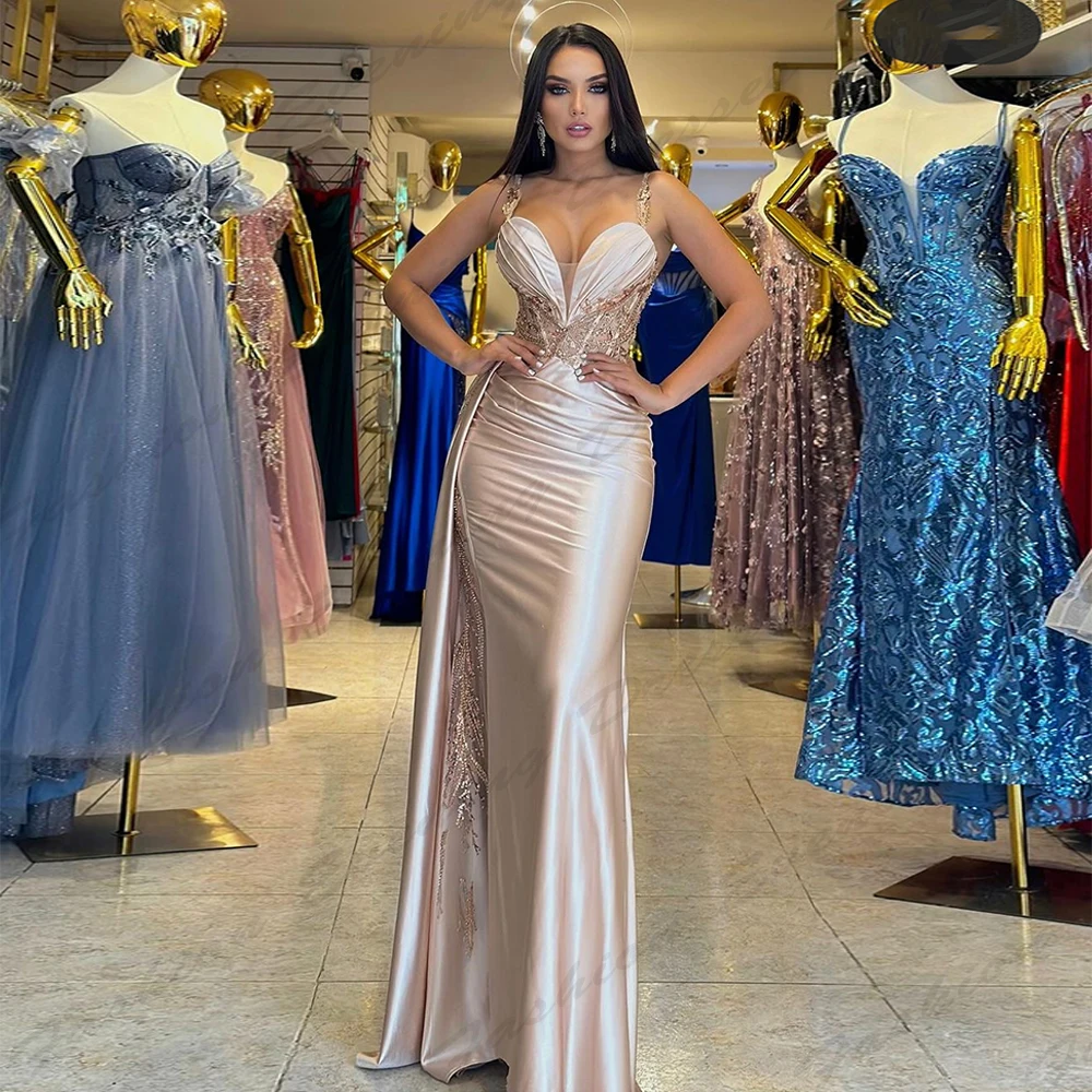 

Mermaid Evening Dresses For Women Gorgeous Satin Sexy Off Shoulder Sleeveless Mermaid Exquisite Slimming Mopping New Prom Gown