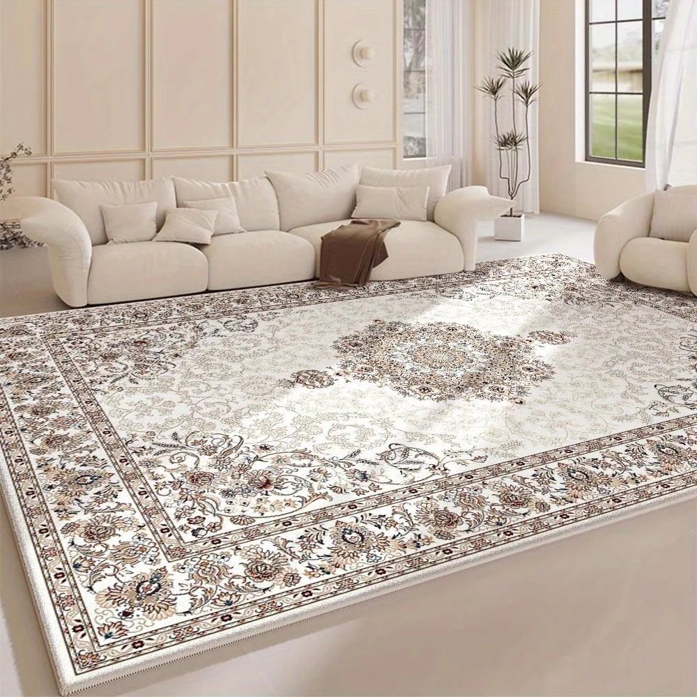 Luxury Large Persian Bohemian Carpet - Heavyweight 850g/m² Neutral Marble Suitable for high-Traffic Areas, Persian Print Large R