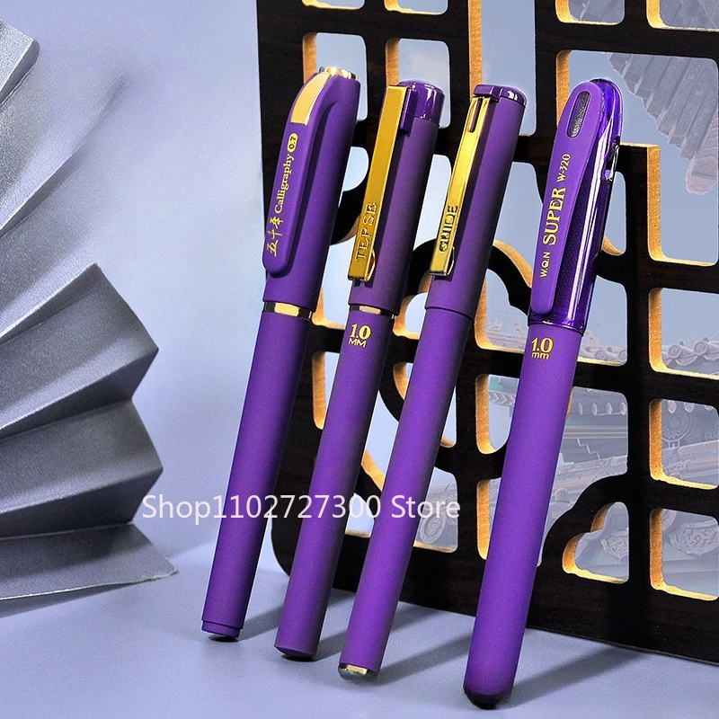 Purple Ink Gel Canetas para Escrita, Grande Capacidade De Recarga, Material De Escritório, De Volta Para A Escola, 1.0mm, 1Pc, 3Pcs