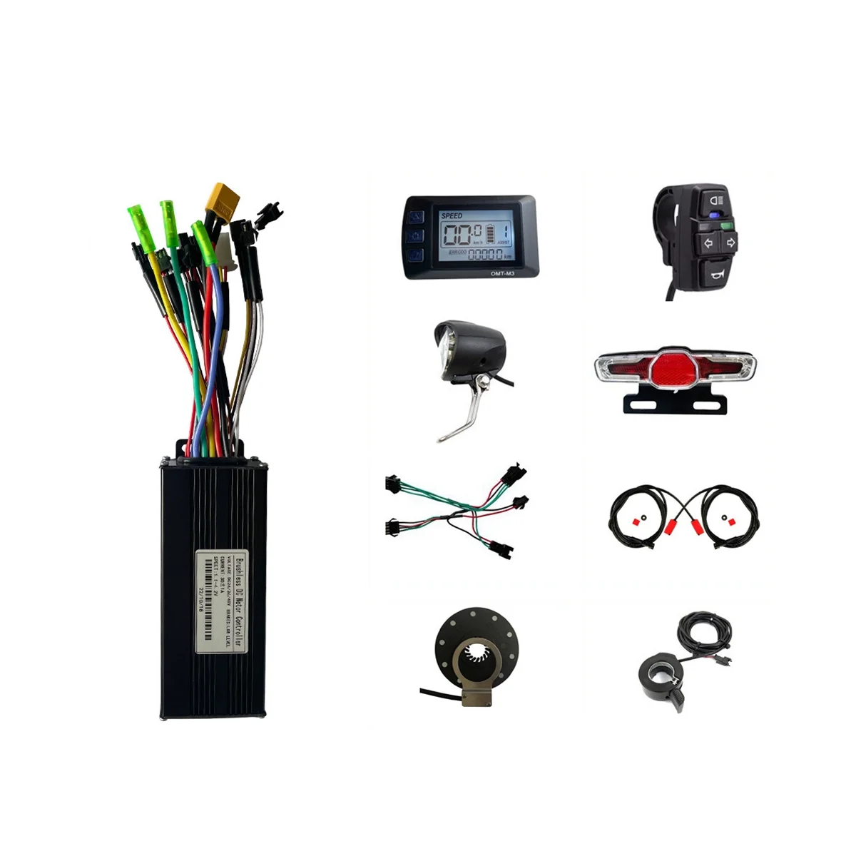 36V 48V 750W 1000W M3LCD Display Panel Electric Bicycle Scooter Brushless 30A Controller Kit with E-Bike Light