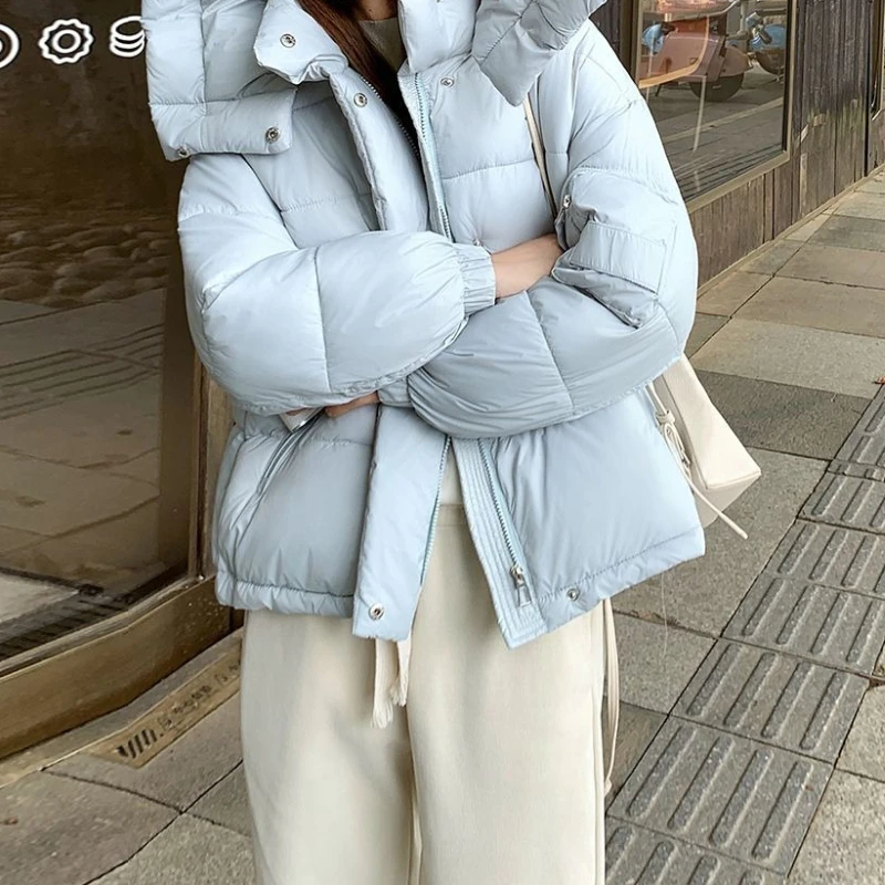 

New Cotton Jacket 2025 Short Hooded Winter Loose Fashion Coat Thickened