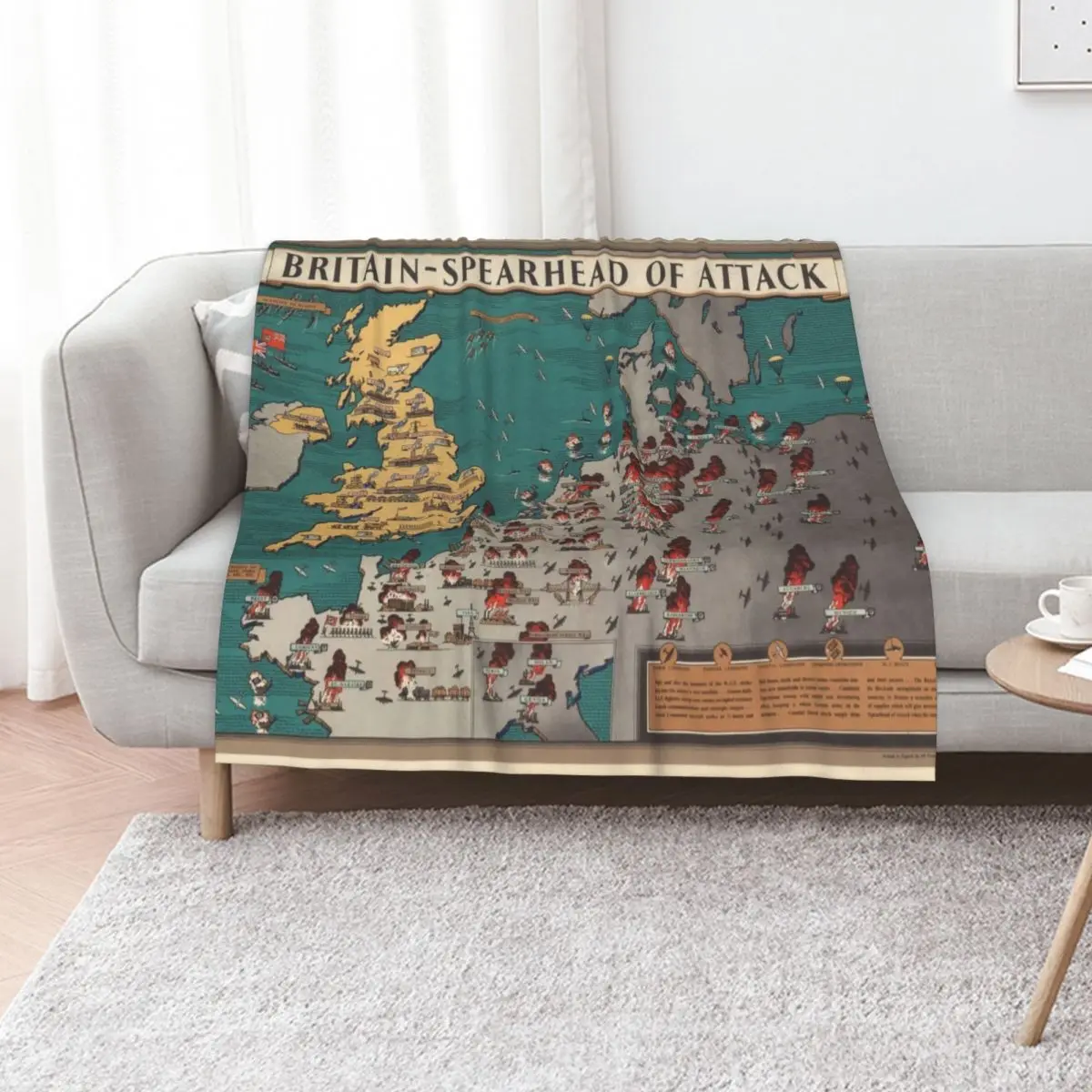 

Vintage WW2 British Military Map 1944 Throw Blanket Weighted Blankets For Bed for sofa Bed Blankets