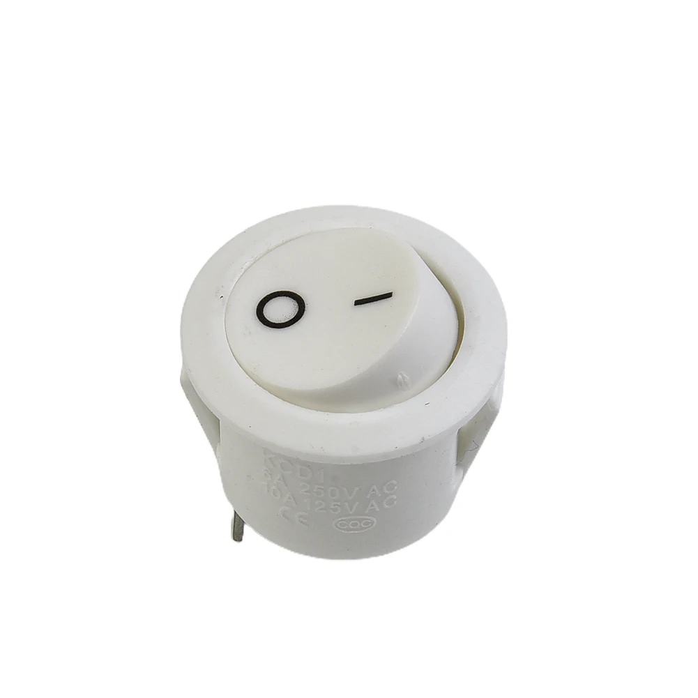 5 Pcs Rocker Switches Mini Round White 2 Pin Terminal SPST ON-OFF Snap-in For Lights & Appliances Replacement Parts