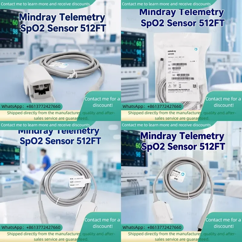 Mindray TMS30 Telemetry SpO2 Sensor 512FT Reusable Adult Finger Clip Pulse Oximeter Probe with 6-Pin Connector CE