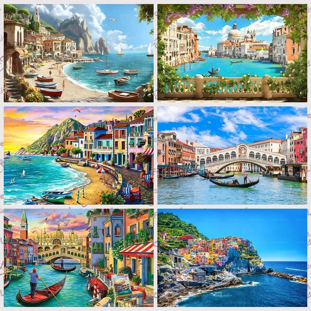 Venetian Gondola Flag Theme Banner Decoration Background, Children's Adult Birthday Party, Home Decoration Photography Backdrop