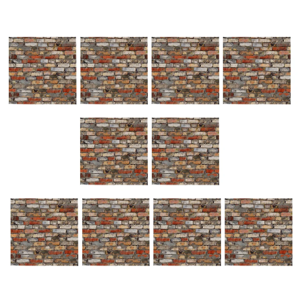 

12 Pcs Imitation Wood Grain Floor Wallpaper Mini House Bathroom Accessories Peel and Stick Sticker Ceramic Tile Brick Pvc