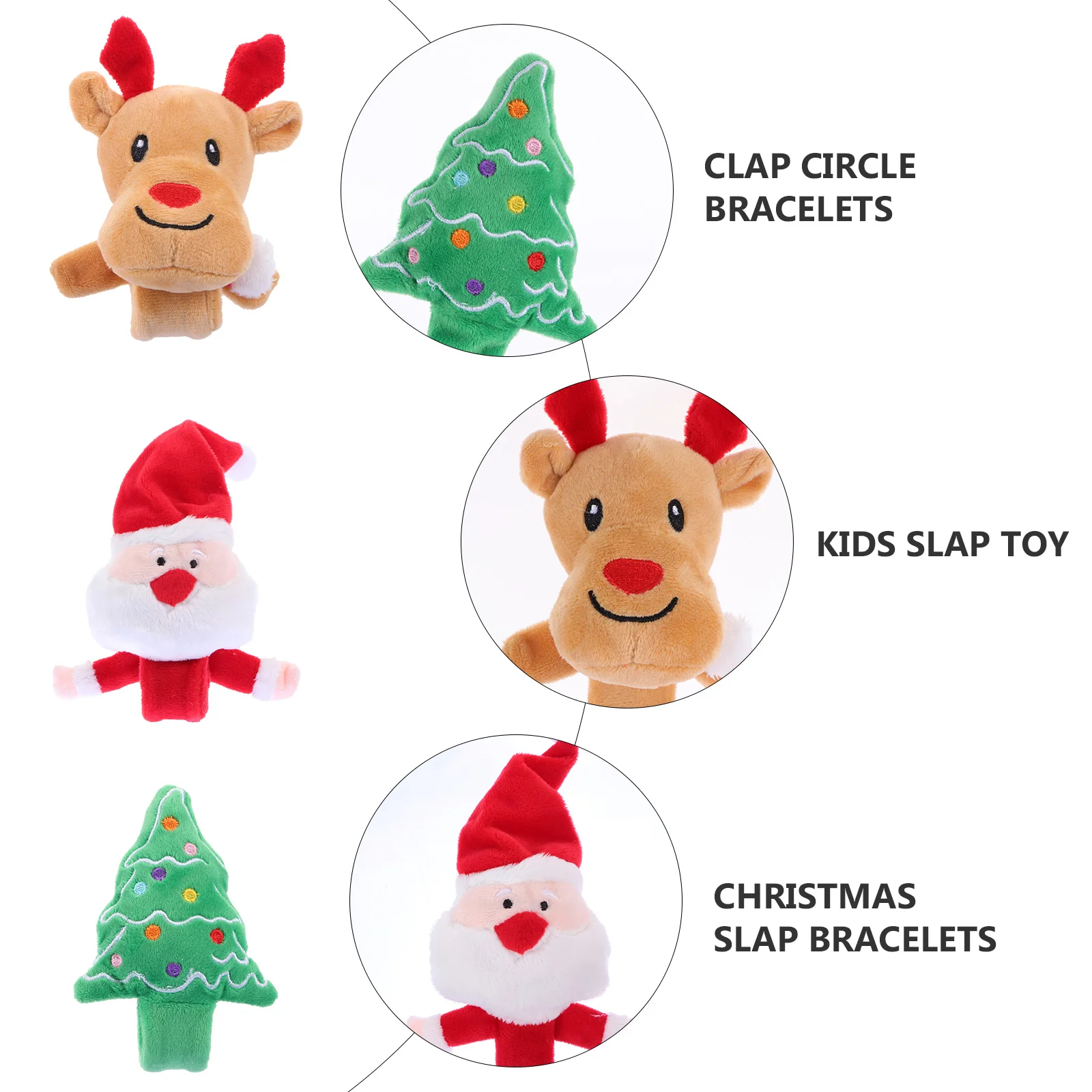 3 個クリスマス拍手リングブレスレット子供スラップおもちゃリストバンドサークルクリスマス用品ヘラジカ長老