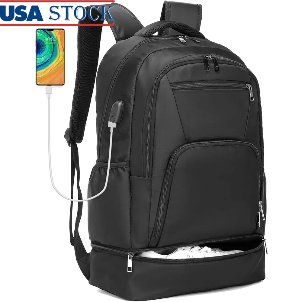

Gym Backpack Men with Shoe Compartment USB Charging Port Waterproof Lightweight Multi-functional Travel Sports Bag Workout
