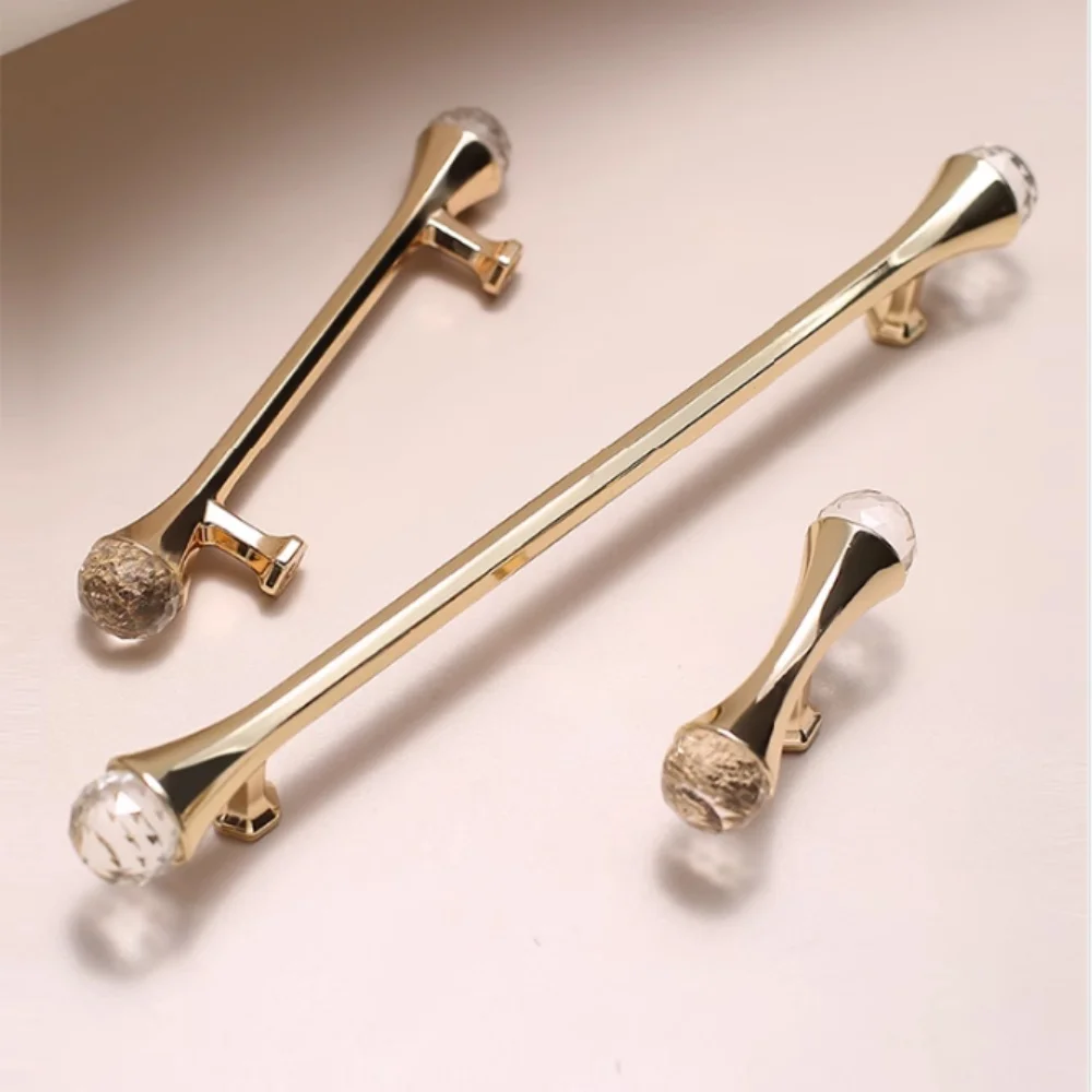 

96 192mm Modern Simple Fashion Luxury Crystal Gold Pearl Gray Wardrobe Cupboard Kitchen Cabinet Drawer Shoe Cabinet Knob Handle