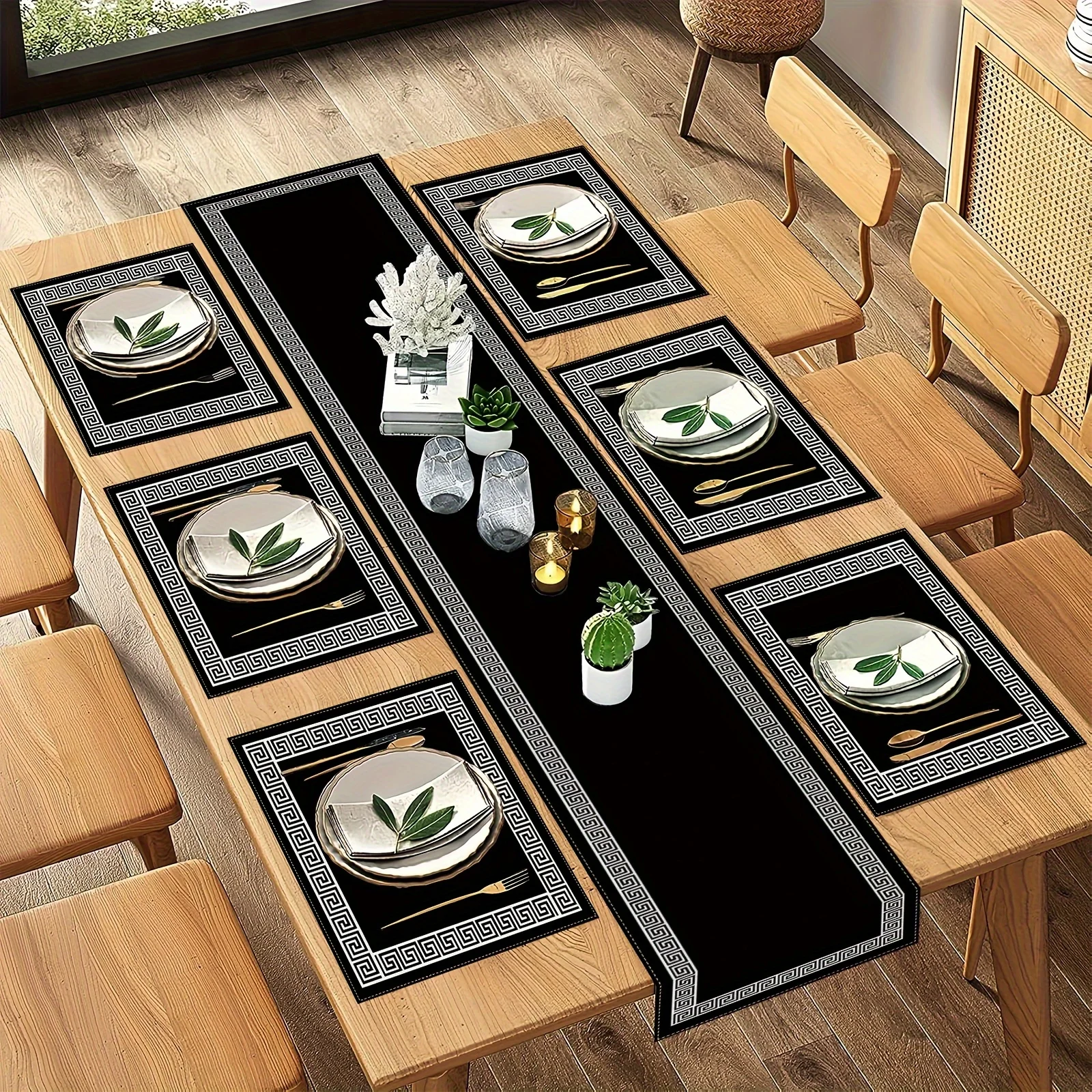 VIKAMA 5/7PC Luxury Geometric Placemat Table Flag Set Restaurant Cafe Decoration High-end Banquet Arrangement