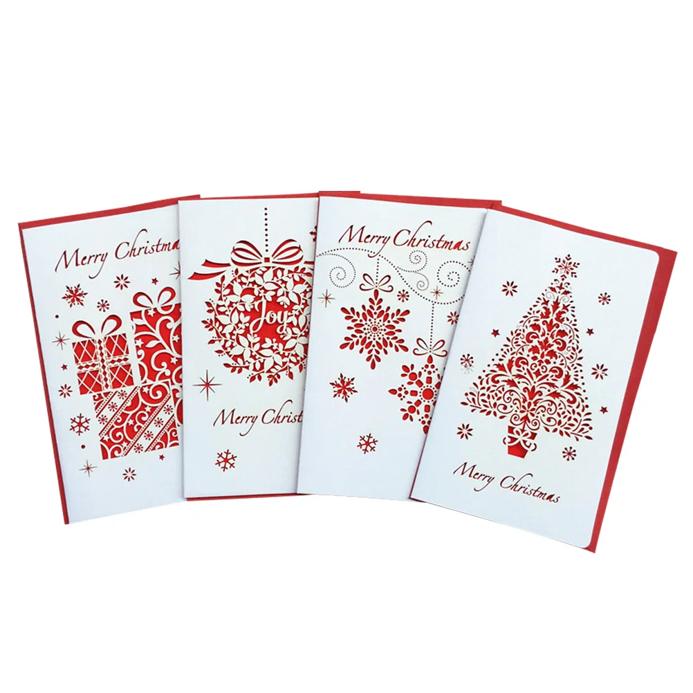 

4PCS GreetingCards EcoFriendly Odorless ChristmasHollowOut CreativeHalfFold IdealforFamilies KidsFriends PerfectforChristmas