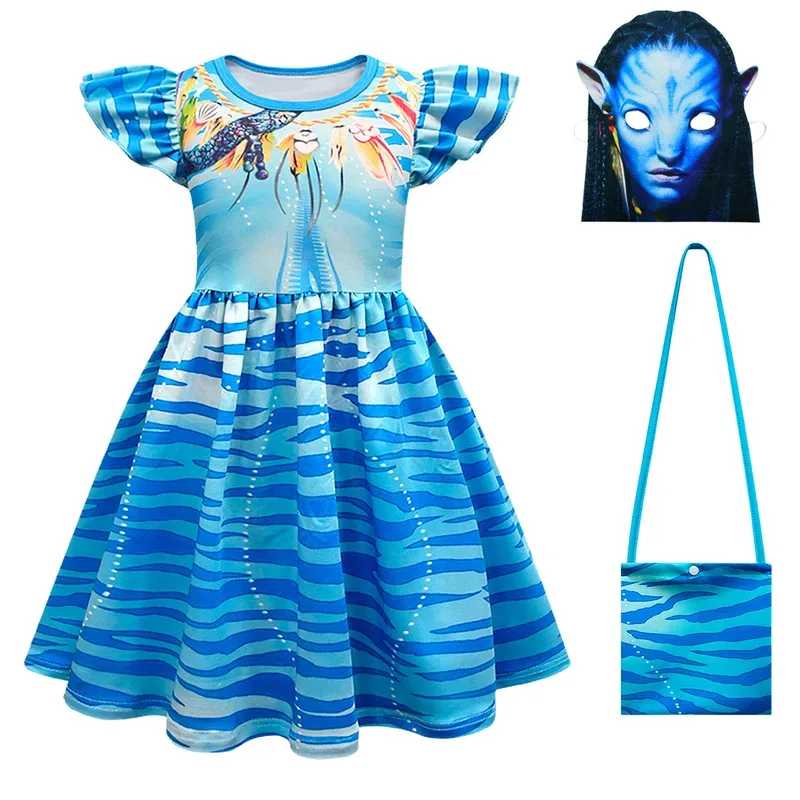 Avataring o caminho da água alienígena cosplay vestido 3d menina crianças avatararing 2 cosplay traje festa de halloween vestir-se roupas máscara