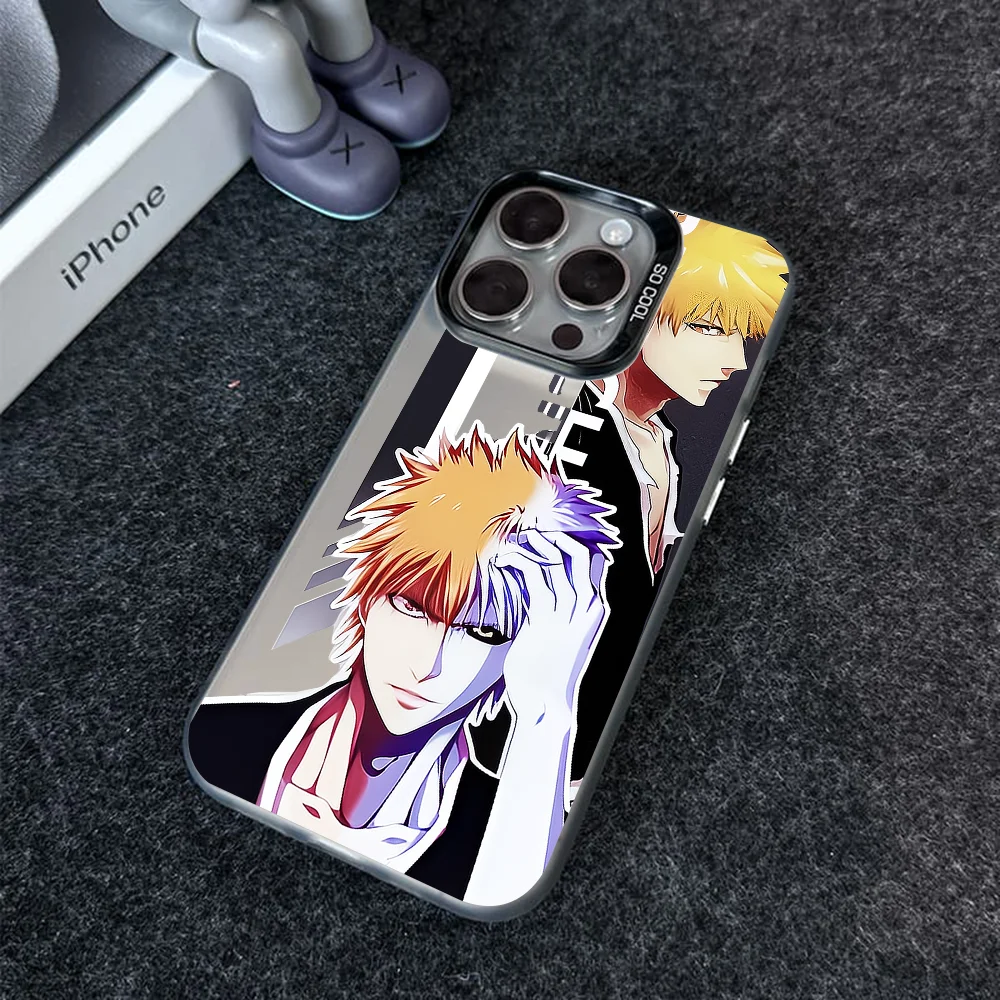 Kurosaki Ichigo Bleach Anime Phone Case IMD Color Silver Shell For IPhone 16 15 14 13 12 Pro Max Plus