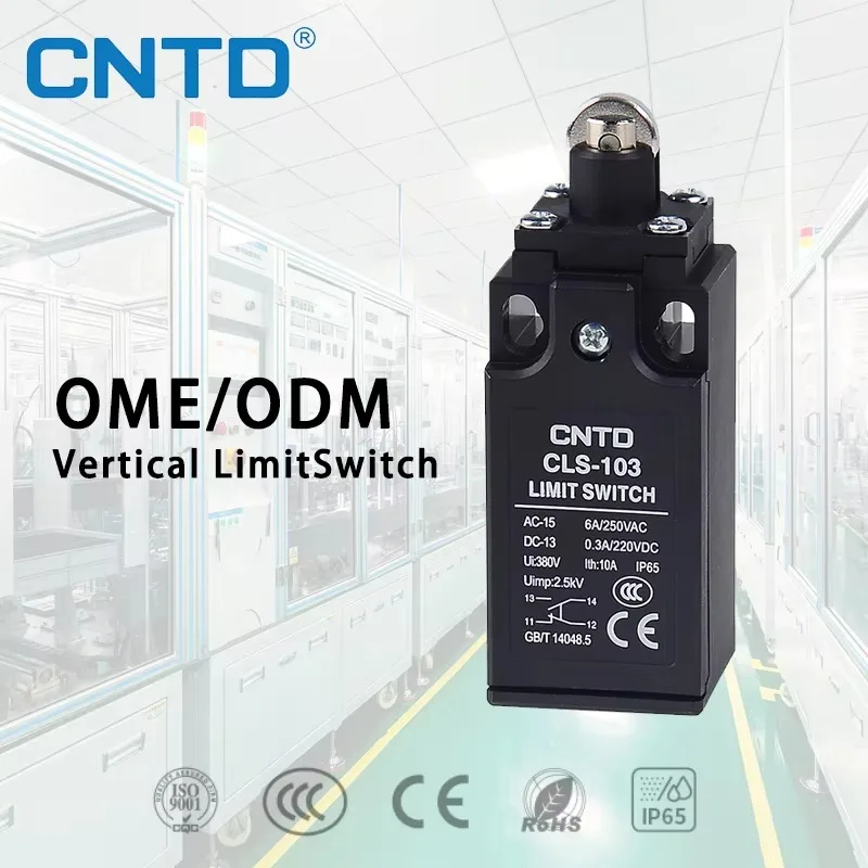 CNTD CLS-103 Vertical Limit Switch High Mechanical Strength Double Spring Design Waterproof IP65 5A Max. 250VAC 10A Current