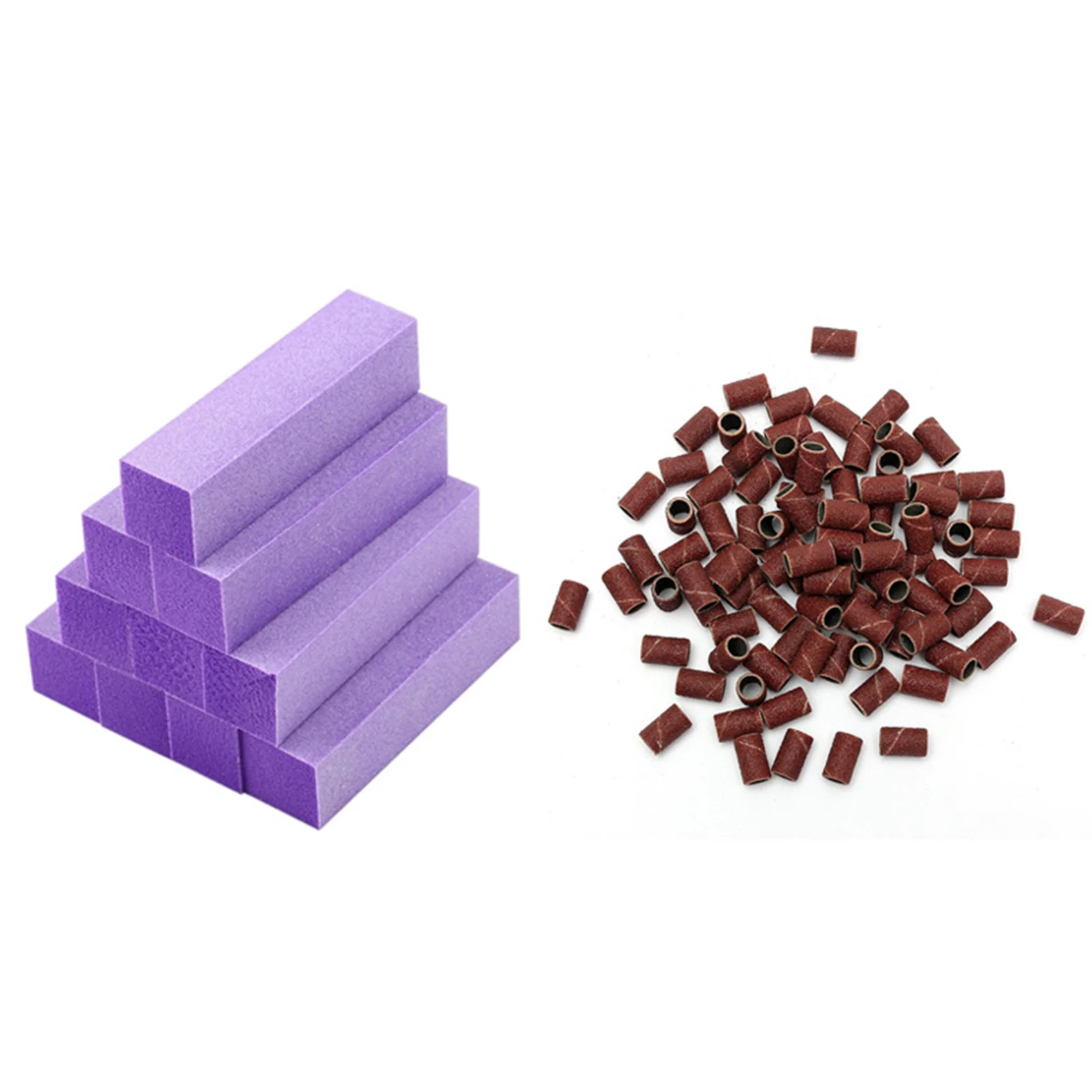 

ABLU-100 PCS Nail Drill Sanding Band Machine Replacement Bits Pedicure (80) & 10X Buffing Sanding Buffer Block