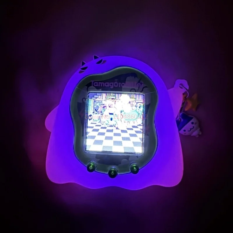 Etui na cyfrowego zwierzaka Tamagotchi Uni - świecące w ciemności diabełkowe fioletowo-różowe silikonowe etui ochronne na zabawkę