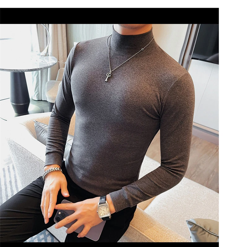 2026 Herren Thermounterwäsche Rollkragen-Hemd mit Revers, dünnes Modal-Herbst- und Winter-Langarm-Unterhemd, einlagiges Slim-Fit-Oberteil – Detail 8