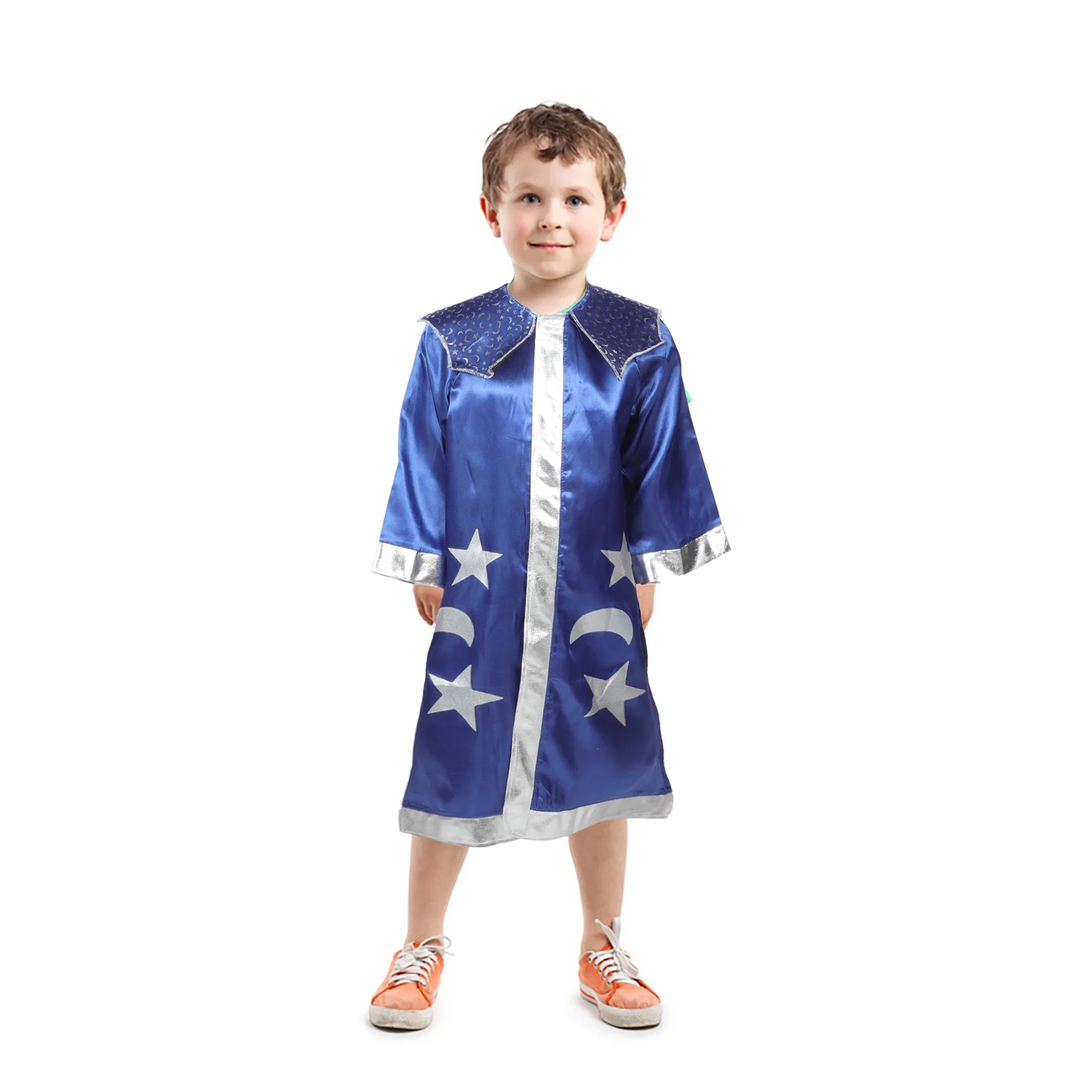 Pakaian anak-anak kostum jubah penyihir untuk anak laki-laki Cosplay 80x74cm anak-anak Halloween pria