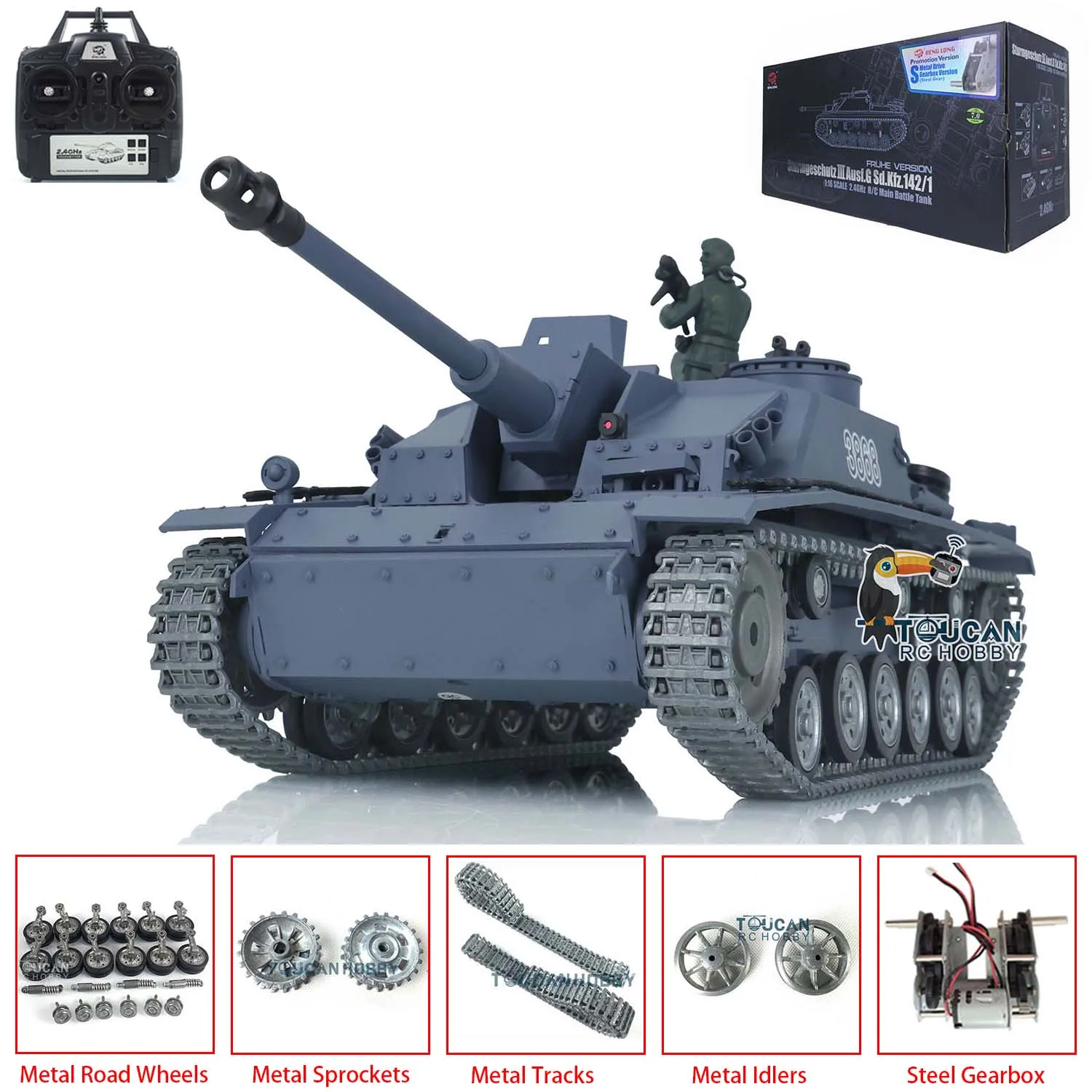 مسارات معدنية مخصصة للأولاد ، عجلات سيارة Heng طويلة ، مقياس ، rge ، RTR III ، RC ، RC Battle Tank ، نموذج ، TH17423