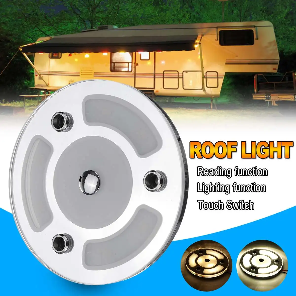 400LM 10-30V LED Ceiling Cabin Light  Caravan Campervan Van Trailer Interior Lamp LED Interior Roof Light For Decoration Lights