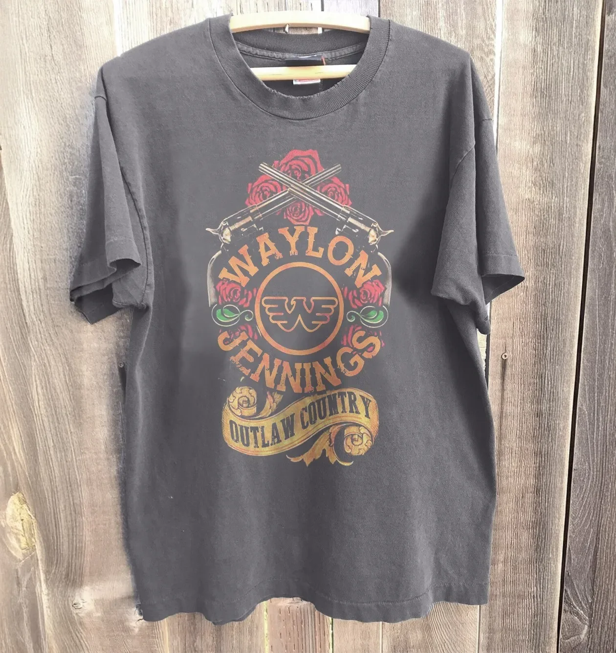 Waylon Jennings Outlaw Country Unisex T-Shirt Charcoal Size S-5XL