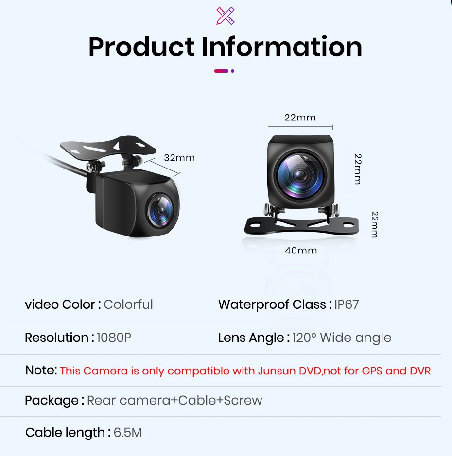 Awesafe Auto-Rückfahrkamera AHD 720P/1080P Wasserdicht 140 Grad Winkel Backup-Kamera ° Weitwinkel-Rückfahrkamera für Awesafe Radio – Detail 2